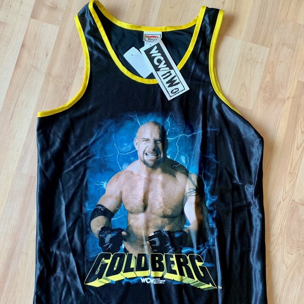 Vintage 90's WCW NWO Bill Goldberg Novel Teez Jersey Tank Muscle Shirt